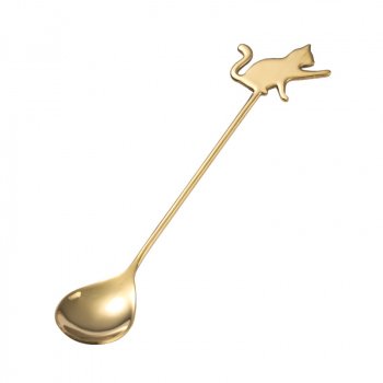 Cute Cat Stainless Steel Coffee Spoon Home & Garden Kitchen & Dining Color: Gold Cat