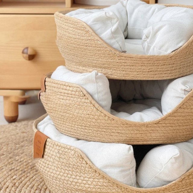 Handmade Bamboo Weaving Cat & Puppy Bed - Image 6