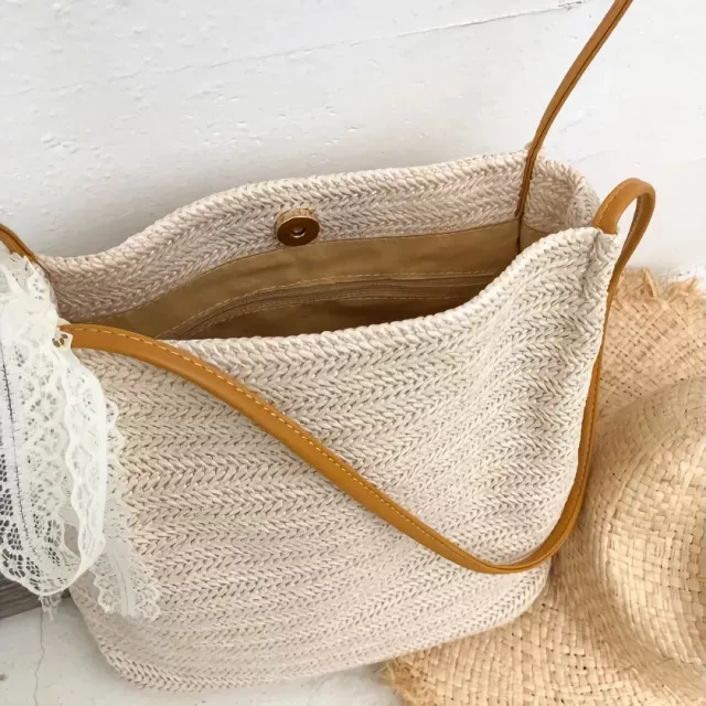 Bohemian Straw Woven Shoulder Bag - Image 3