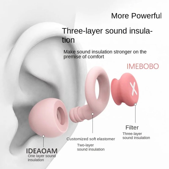 Silicone Sleep Noise Cancelling Ear Plugs - Image 6