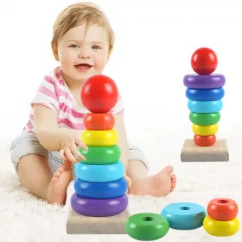 Wooden Stacking Rainbow Tower