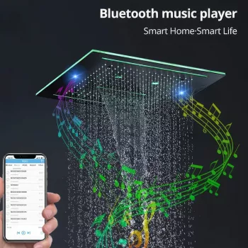 Concealed Music Shower Head Remote Control Colors LED Light