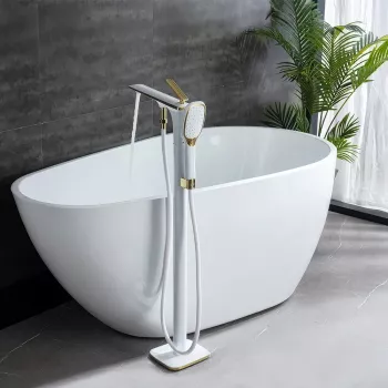 Elegant Freestanding Bathtub Faucet - Dual Control Mixer with Ceramic Valve