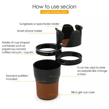 Multi-Function Car Organizer: Cup Holder, Phone Stand, and Storage Case