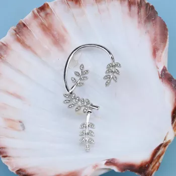 Elegant Leaf Branch Crystal Ear Cuffs