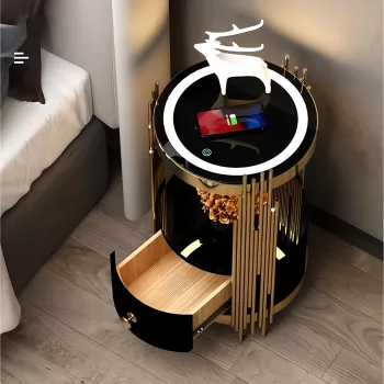 Nordic Bedroom Round Smart Nightstands