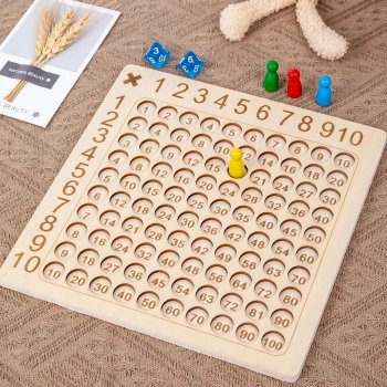 Interactive Wooden Multiplication Board Game for Kids