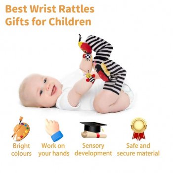 4pcs Set of Plush Rattle Socks Sensory Toys For Babies