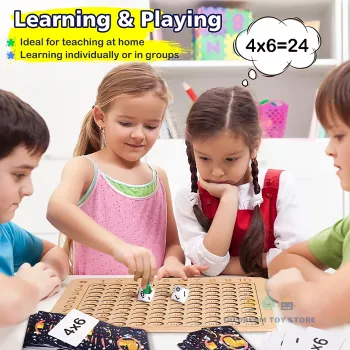 Interactive Wooden Multiplication Board Game for Kids