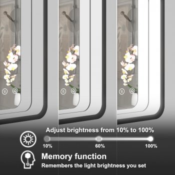 Black Metal Frame LED Bathroom Mirror with Anti-Fog and Adjustable Lighting