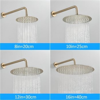 Contemporary Brushed Gold Rainfall Shower System with Digital Display and Mixer Tap