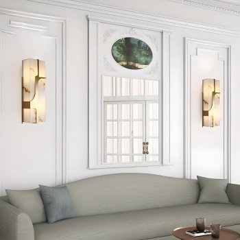 Elegant Marble & Copper Wall Lamp