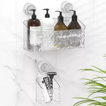 Wall-Mounted Storage Rack with Rotating Suction Cup