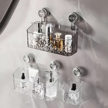 Wall-Mounted Storage Rack with Rotating Suction Cup