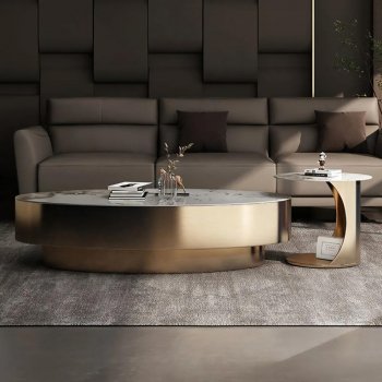 Modern Minimalist Marble Oval Coffee Table for Nordic-Inspired Living Rooms
