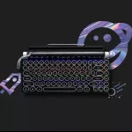 2 in 1 RGB Vintage Keyboard and Phone Tablet Holder