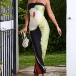 Sexy Floral Print Strapless Maxi Dress