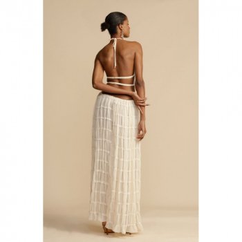 Sexy Sleeveless Backless Halter Top & Drawstring Long Skirt Set for Women