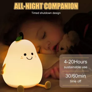 RGB USB Rechargeable Pear-Shaped Bedside Lamp for Kids