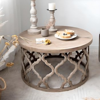 Minimalist Modern Round Wooden Coffee Table for Living Room
