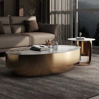Modern Minimalist Marble Oval Coffee Table for Nordic-Inspired Living Rooms
