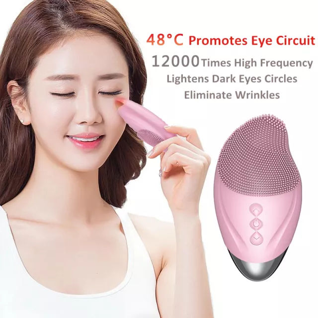 Rechargeable Silicone Face Cleansing Brush with Heating Eye Massage - Image 5