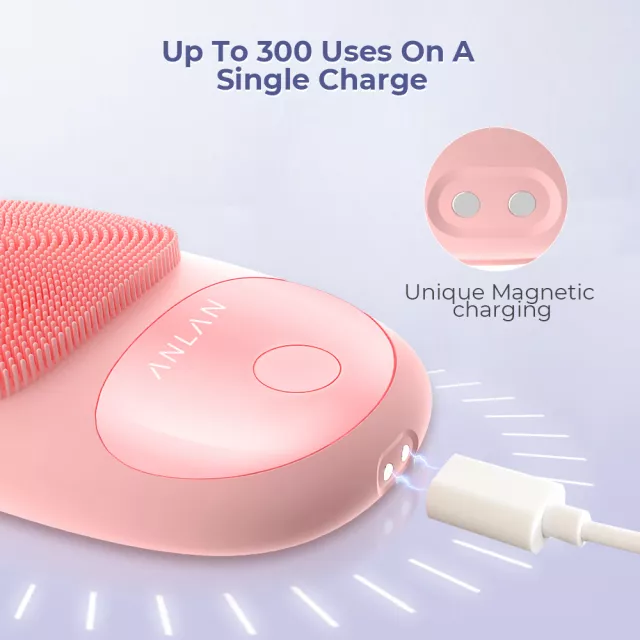 Waterproof Electric Silicone Facial Cleansing Brush with Vibration Massage - Image 5