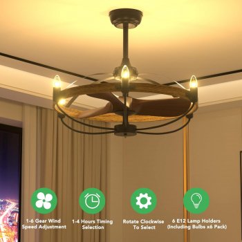 26-Inch Farmhouse Ceiling Fan with Lights