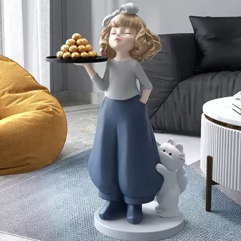 Nordic Creative Girl Tray Sculpture