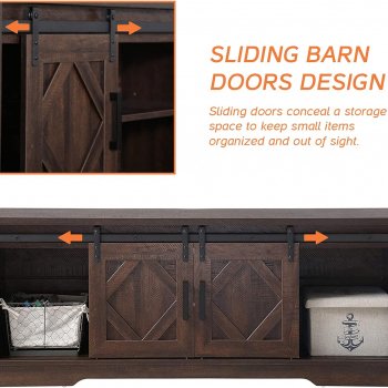 Farmhouse TV Stand with Sliding Barn Door for TVs Up to 65 Inches