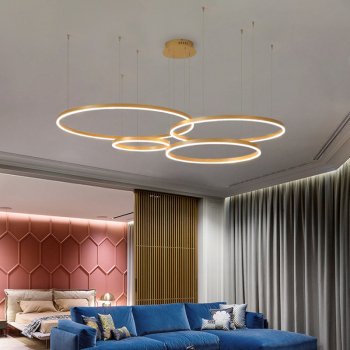 Modern LED Chandelier Brushed Rings Ceiling Light