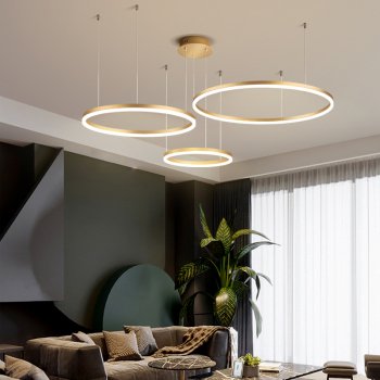 Modern LED Chandelier Brushed Rings Ceiling Light