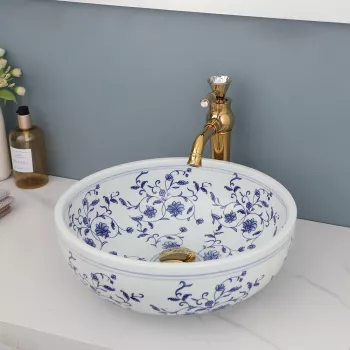 Elegant Hand-Painted Ceramic Bathroom Basin Sink