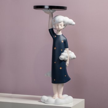 Nordic Creative Girl Tray Sculpture