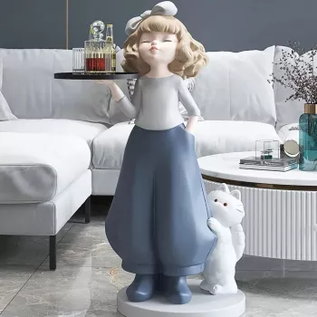 Nordic Creative Girl Tray Sculpture