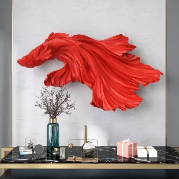 Elegant Feng Shui Fighting Fish Wall Sculpture