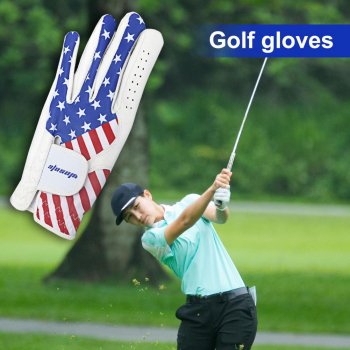 Men's Left-Hand Golf Glove with American Flag Design