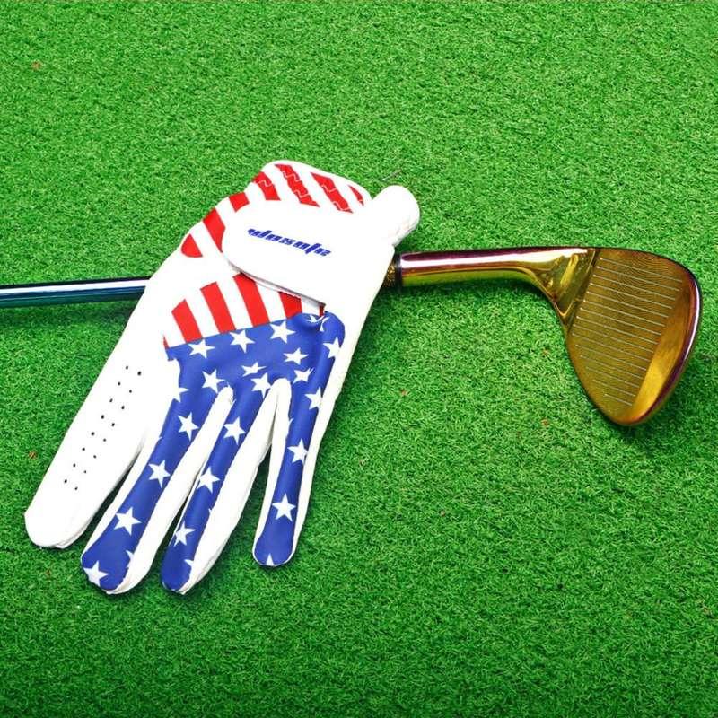 Men's Left-Hand Golf Glove with American Flag Design