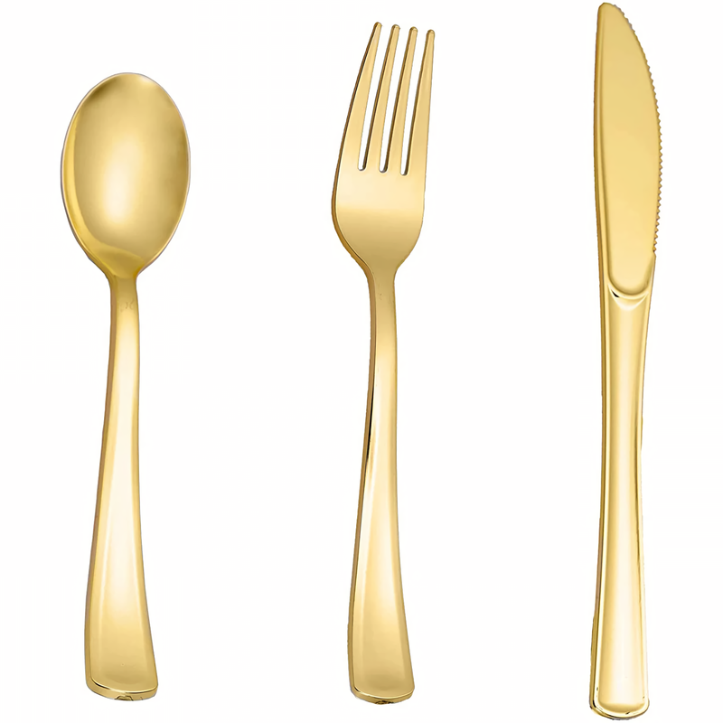 75-Piece Gold Plastic Silverware Set