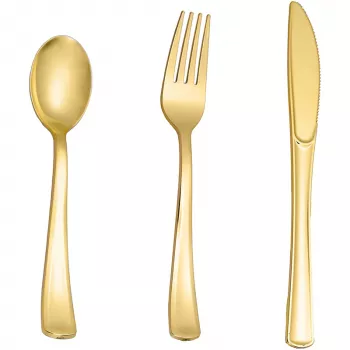 75-Piece Gold Plastic Silverware Set