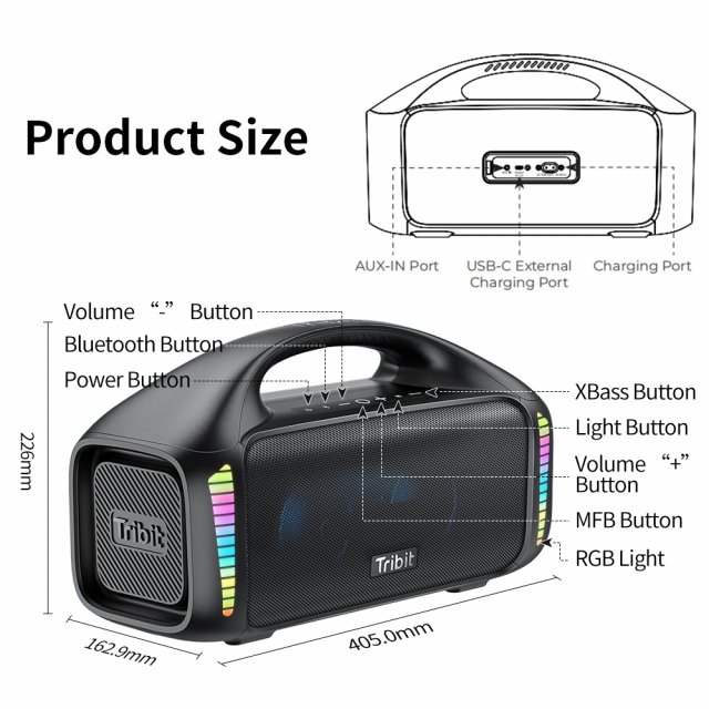 90W Portable Bluetooth Speaker with IPX7 Waterproof and 30H Playtime - Image 6