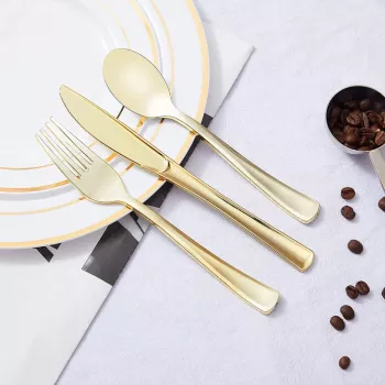 75-Piece Gold Plastic Silverware Set