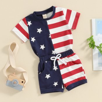Baby Boys 4th of July Outfit - Stars and Stripes T-Shirt and Shorts Set