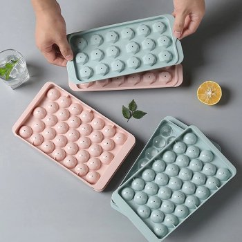 3D Round Ice Cube Tray with Lid