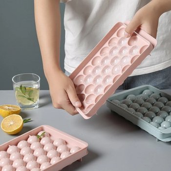 3D Round Ice Cube Tray with Lid