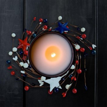Patriotic Candle Ring Set with Stars and Berries