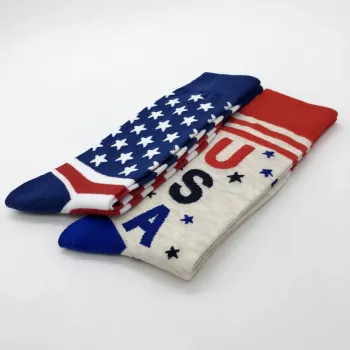 American Flag High Tube Men's Dress Socks - Patriotic Stripes and Stars