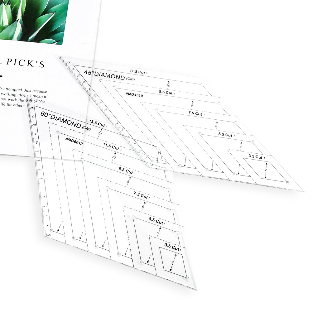 Pyramid Ruler Transparent Acrylic Rhombus Quilting Ruler for Sewing and Patchwork