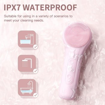 Waterproof Sonic Facial Cleansing Brush with Heating Massage & Exfoliation