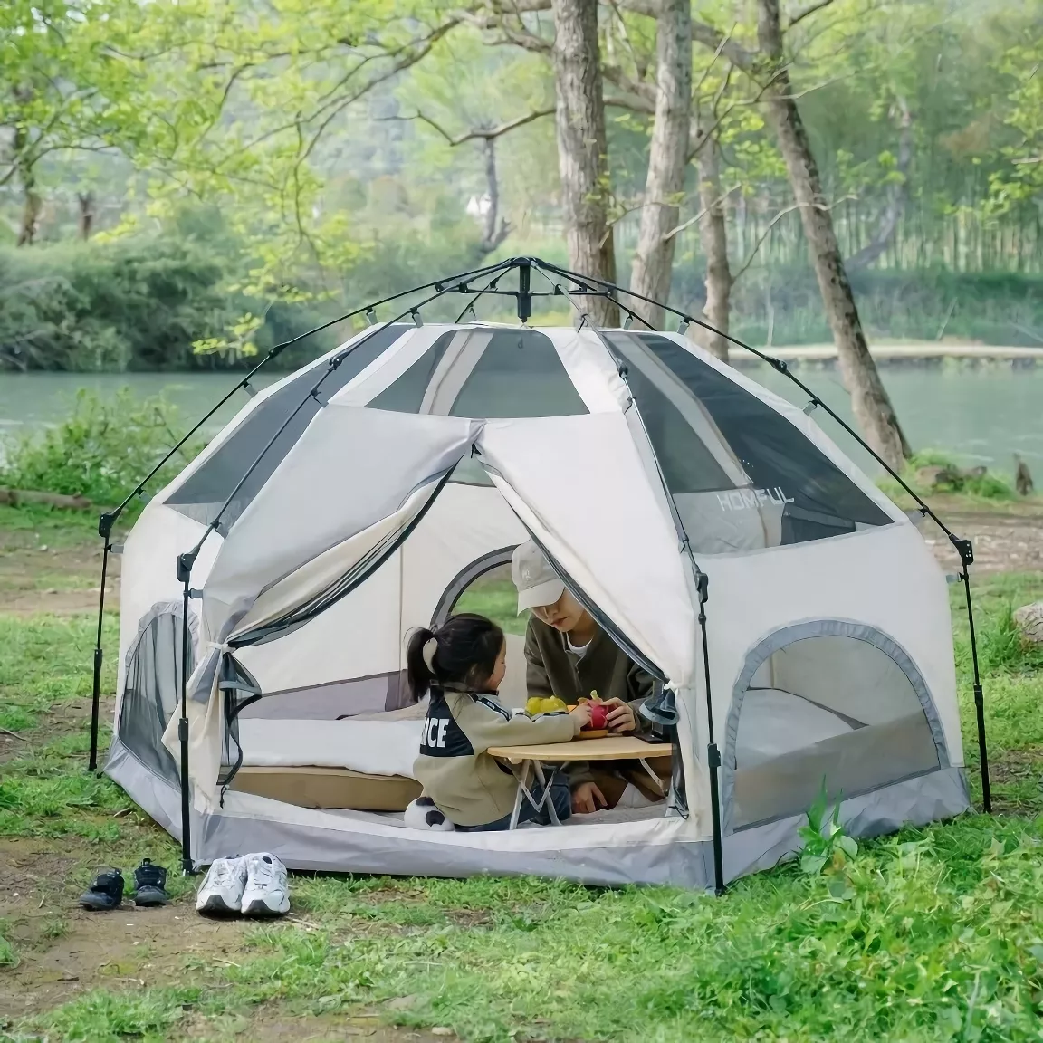 Outdoor Large Mushroom Tent – Windproof, Portable, Automatic, Family-Sized Camping Shelter
